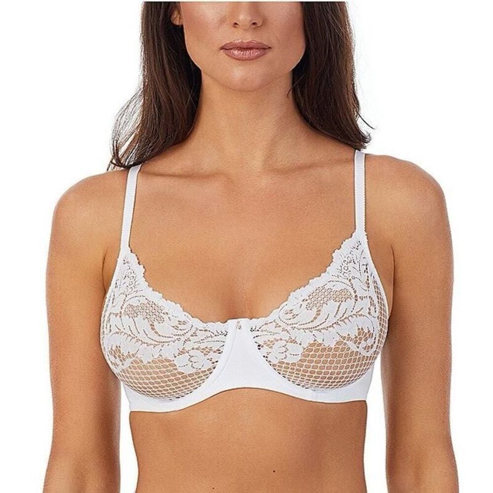 Le Mystere NWT Lace Allure Unlined Underwire Demi Bra Coconut 34B